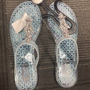 Badgley Mischka plastic flat sandals .color blue size 9